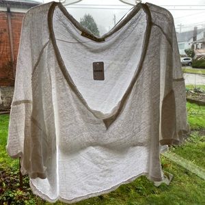 We the Free white cotton/hemp crop t-shirt